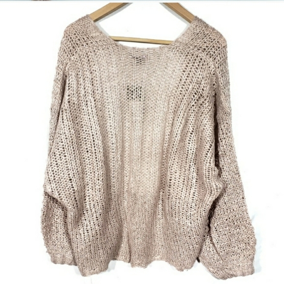 Crop Open Weave Billow Poet Sleeve Cardigan - Picture 2 of 6